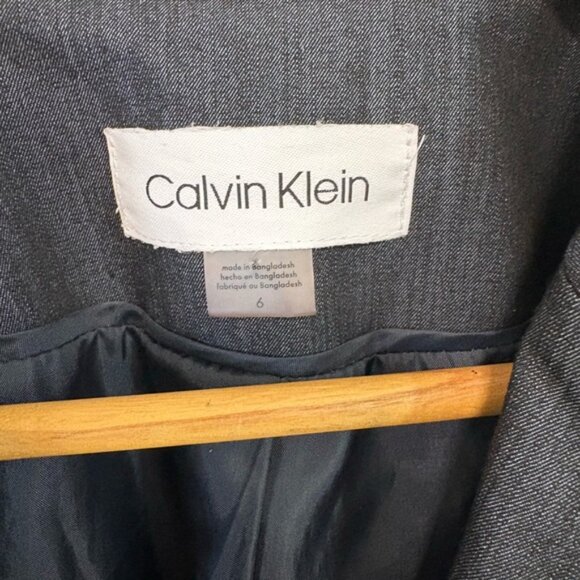 Calvin Klein Womens Navy Blue Blazer Suit Jacket 1 Button Subtle Pin Stripe 6 - Picture 7 of 14